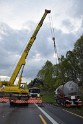 VU Gefahrgut LKW umgestuerzt A 4 Rich Koeln Hoehe AS Gummersbach P450